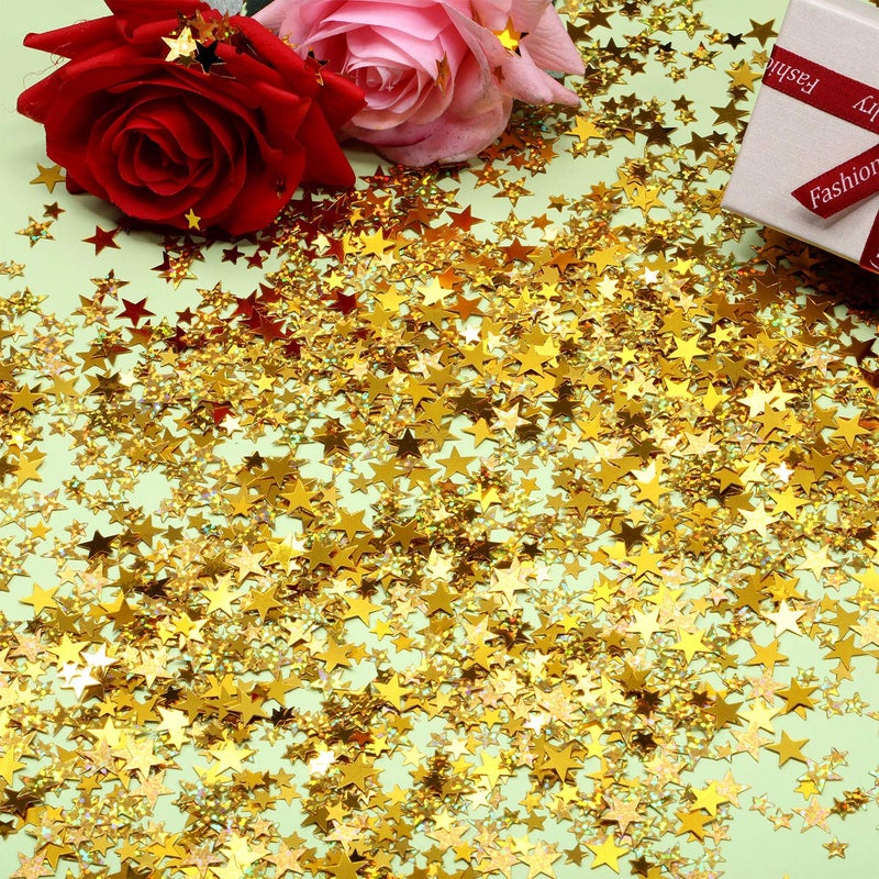 Hestya 60g Star Confetti Glitter Table Confetti Metallic Foil Stars for Christmas Party Wedding Festival Decorations(Glitter Gold Set,10mm and 6mm) - Image 3